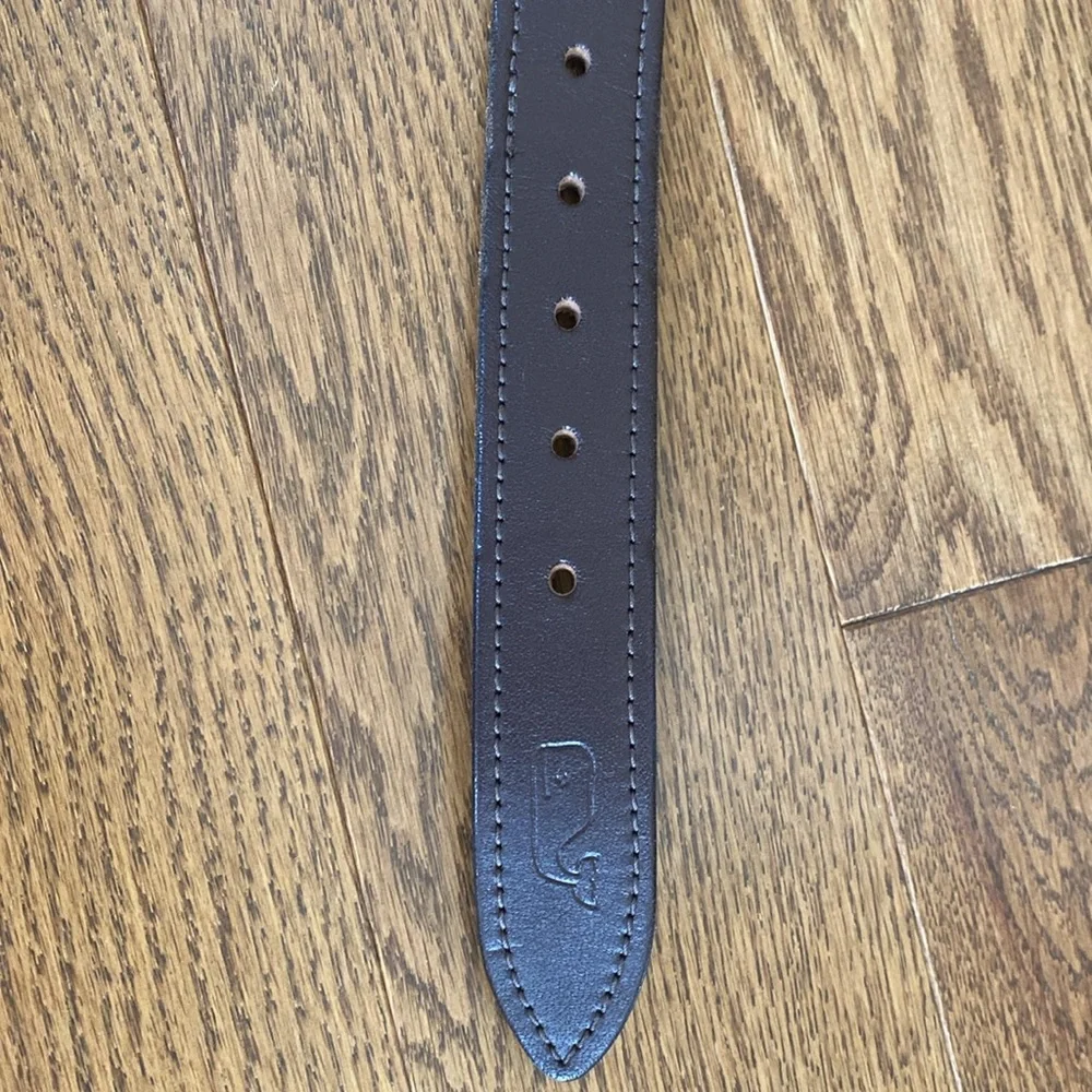 Vineyard Vines Fish Belt Brown Leather Silk Print Sz 26”